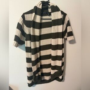 Nine West Olive and Cream Striped Cardigan